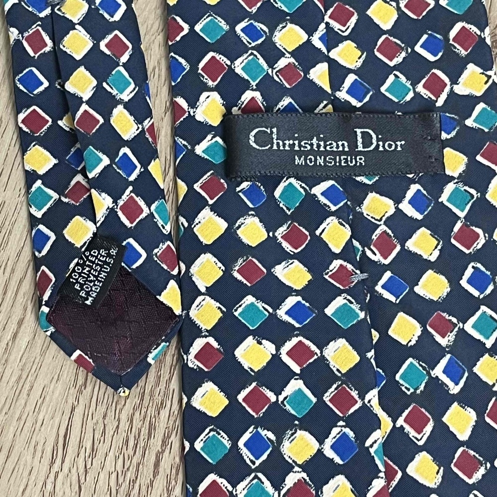 Vintage Christian Dior Colorful Mosaic Tie‎ Classic Business Work Necktie